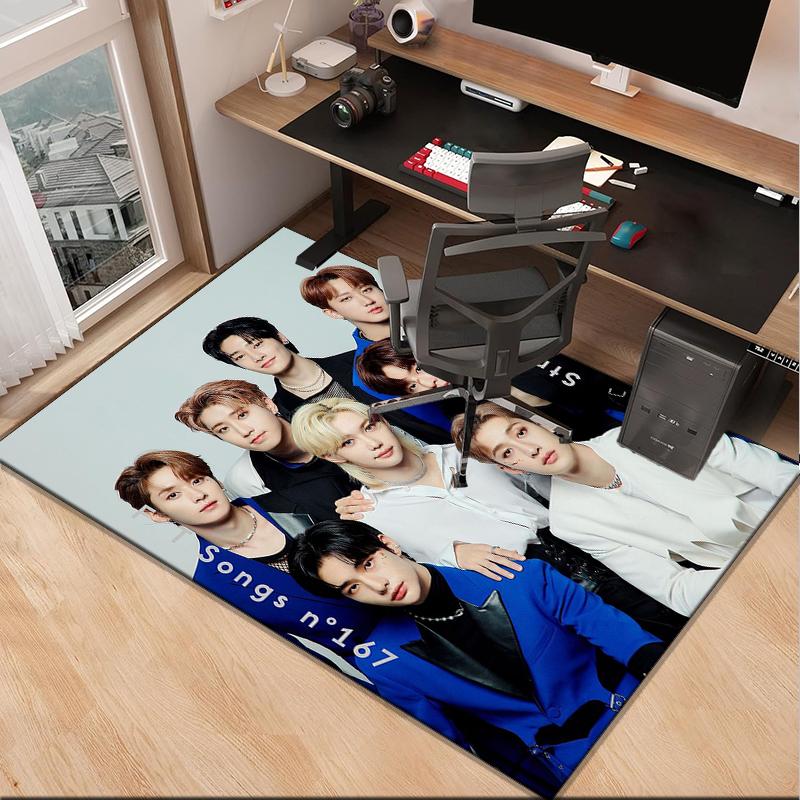 K-pop Group Poses Office Rug Chair Mat, Game Carpet, Suitable for Front Door, Bedroom, Living Room, Desk, Holiday Gift