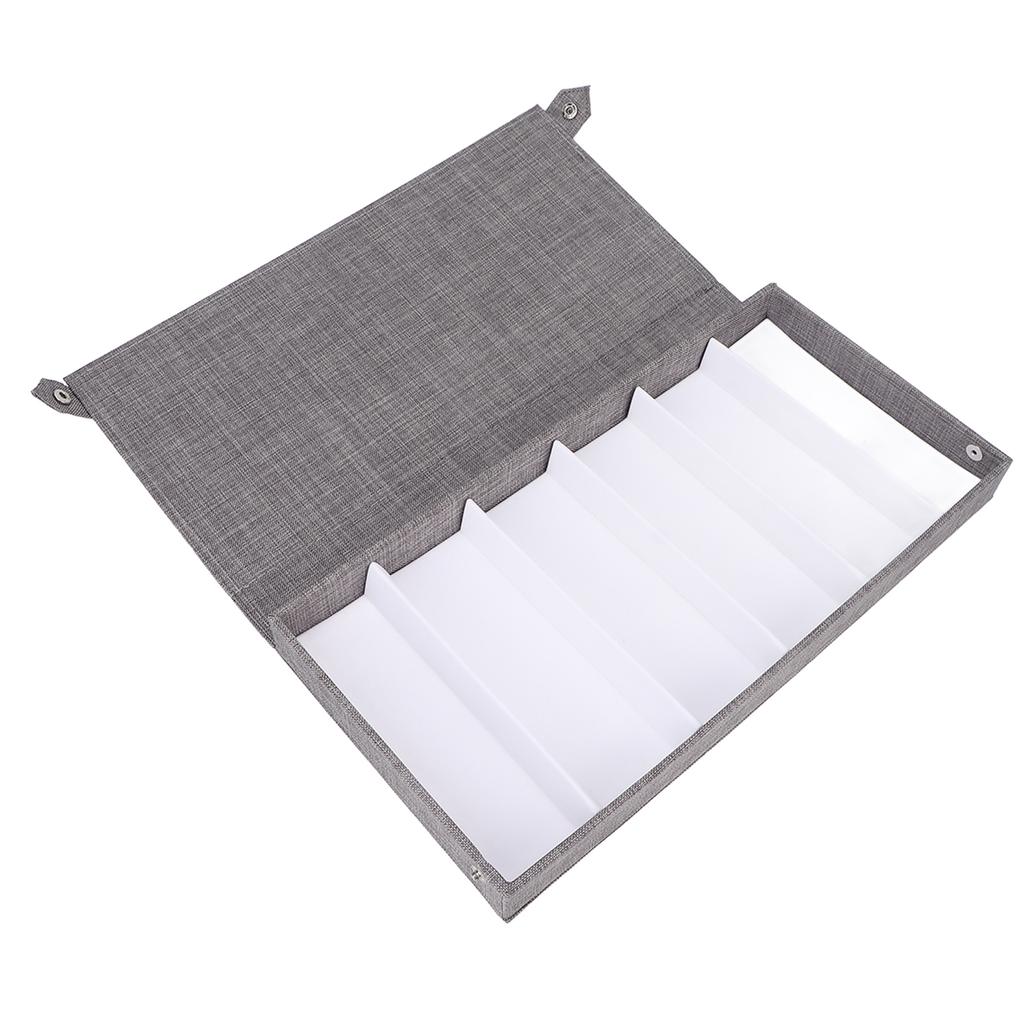 6 Отделений Чехол для хранения солнцезащитных очков Флисовая ткань Застежка на кнопку Предотвращает царапины Коробка для демонстрации очков Серый