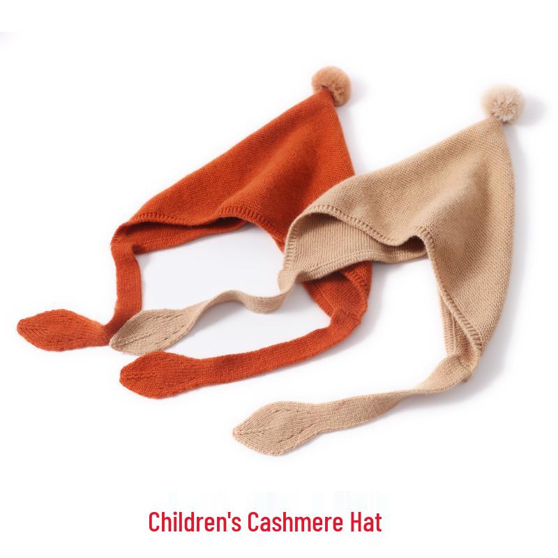 Вязаная кашемировая шапка для мальчиков и девочек: Теплая, симпатичная, ветрозащитная шапка с защитой ушей для осени и зимы.