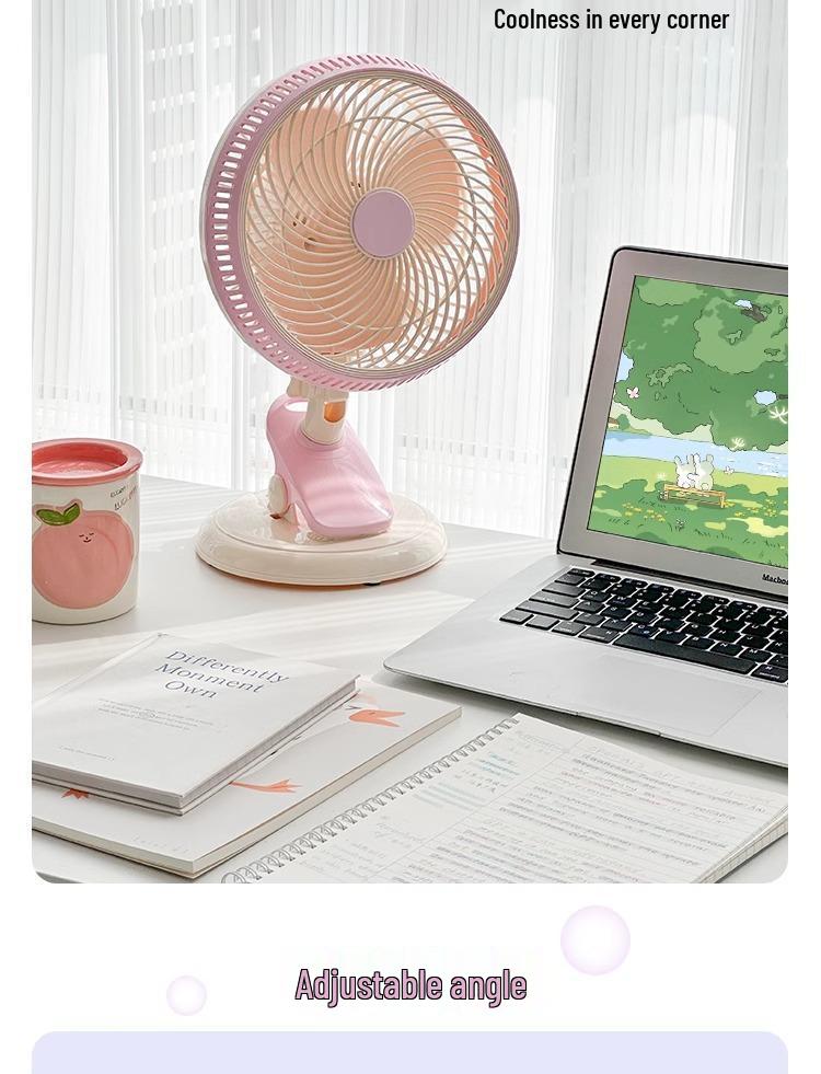 Mini Clip-On Oscillating Fan for Student Dorms & Desks