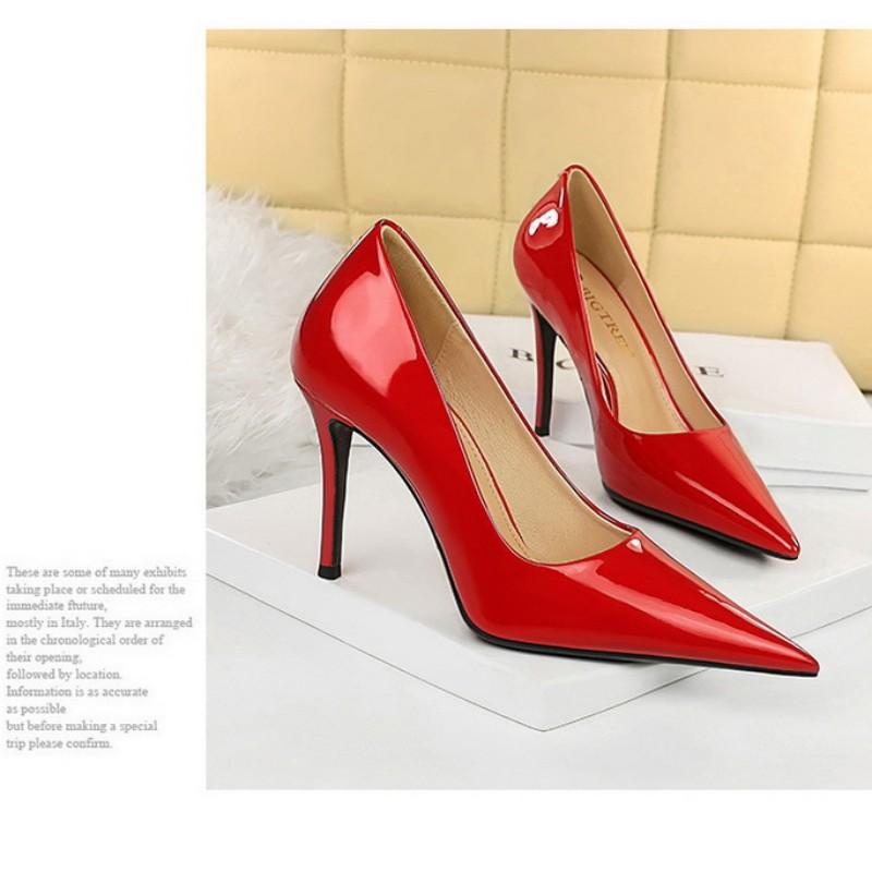 European and American Fashion Super High Heel Shallow Mouth Pointed Bright High Heel Shoes Women's Shoes Single Shoes