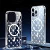 Прозрачный чехол с белым сердцем и магнитом для iPhone 15/16/17 Pro Max, полное покрытие