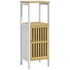 Bamboo-Blend Retro Cut-Out Bathroom Storage Unit, with Cupboard