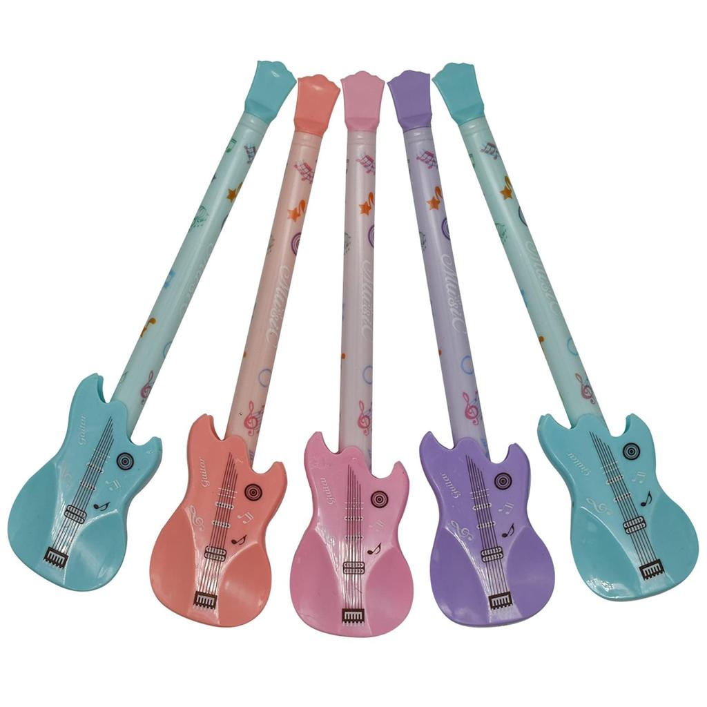 Maydahui Стильный набор шариковых ручек в виде гитар, 8 штук, черные чернила, милые гелевые ручки, музыкальный инструмент, красочные канцелярские принадлежности, пишущие принадлежности, подарок, презент, 0,5 мм