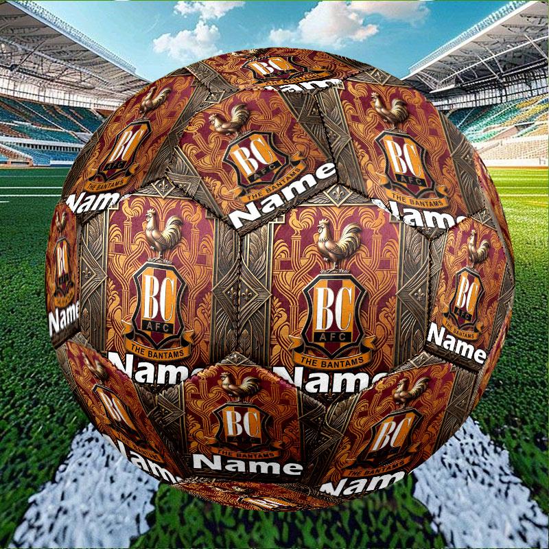 Custom Name Personalized Bradford City AFC Print Size 5 Soccer Ball Training & Match Football, for Team, Kicking, Gift for Football Enthusiasts