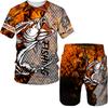 Men's Summer Fishing Camping Set T-shirt + Shorts 2-piece Set Outdoor Sportswear Tracksuits Oversized Short Sleeve Clothes Suit