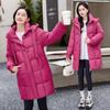 Женская куртка на пуху средней длины, утолщенная и свободная, новая, зима 2025, корейская версия хлопковой куртки с капюшоном