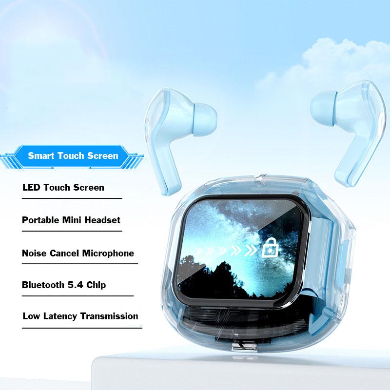 Умные беспроводные наушники с сенсорным экраном, низкая задержка, Hi-Fi стереогарнитура для музыки, цифровой дисплей, шумоподавление, наушники с микрофоном