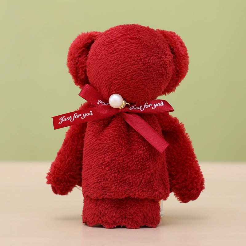 Полотенце из кораллового флиса с ананасовой сеткой и маленьким мишкой - 30*30, подарок для вечеринки