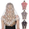Women Triangle Scarf For Church Prayer Shawl Embroidered Lace Veil Floral Headcovering Tassel Veils Mantillas
