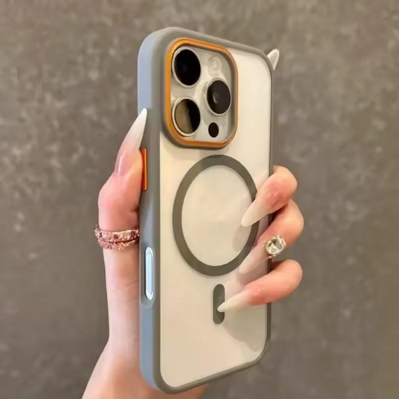 Роскошный прозрачный чехол Magsasfe для iPhone 16 15 14 Plus 13 12 11 Pro Max цветной бампер ударопрочный магнитный чехол для беспроводной зарядки