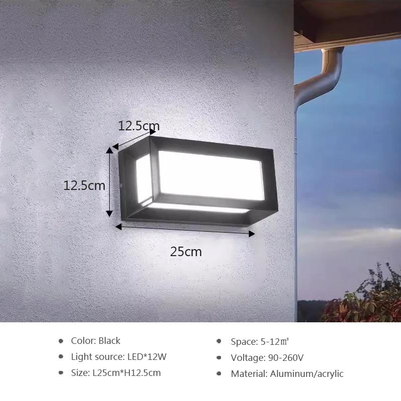 Modern LED Wall Lamp Garden Outdoor Waterproof Door Wall Lamp Courtyard Lamp Retro Living Room Bedroom Balcony Wall Light