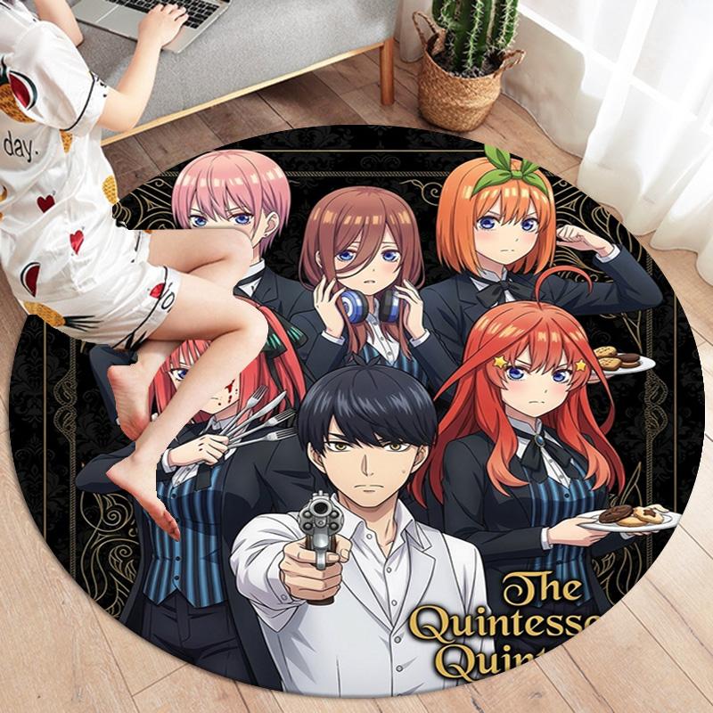 The Quintessential Quintuplets Round Area Rug Carpet Rug For Living Room Bedroom Sofa Playroom Decor Nonslip Floor Mat