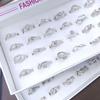 12Pcs Women's Accessories All-match Ring Crystal Rhinestone Ring Alloy Jewelry
