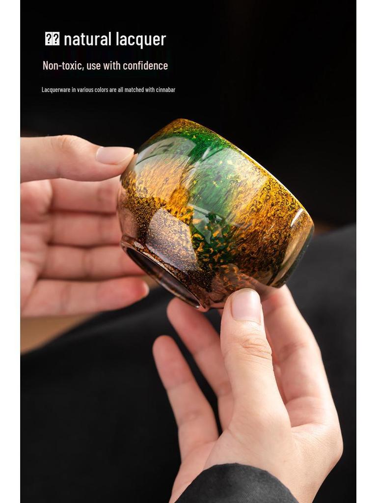 Luxury Lacquerware Tea Set: Master Cup, Personal Tasting Cup, Gift Box for Home Use