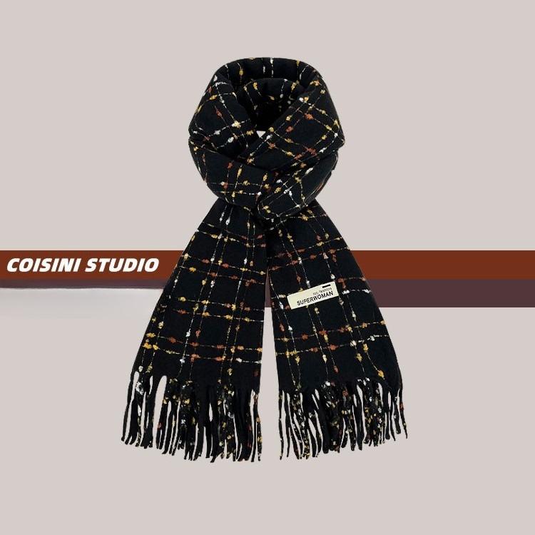 Korean Version of The New Atmosphere Imitation Cashmere Color Thread Tassel Scarf Women's Winter Warm Versatile Shawl Dual Purpose Scarf Trendy