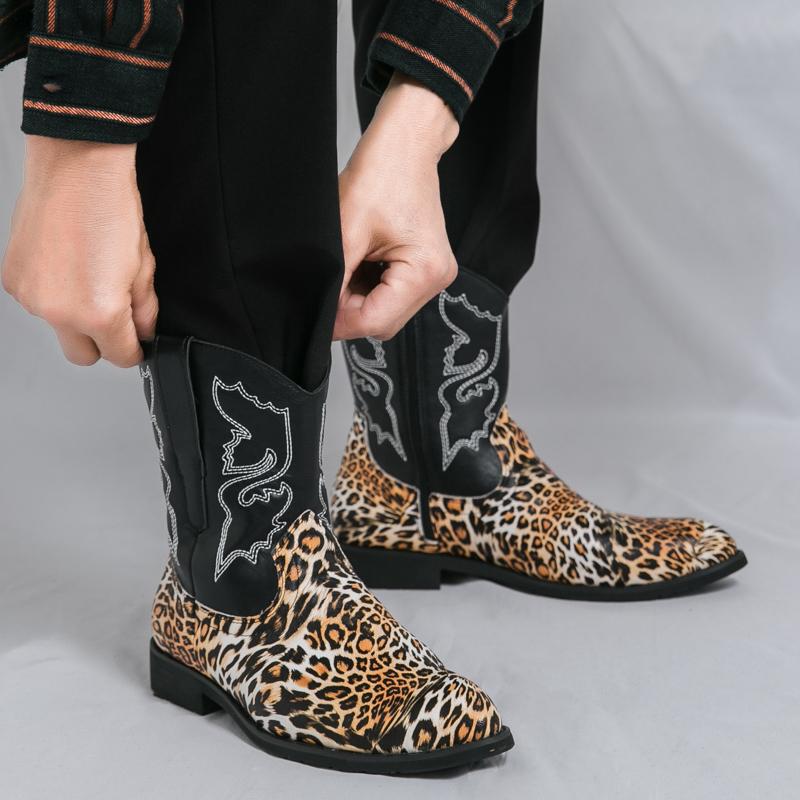 Retro Style West Cowboy High Top Embroidery Boots Autumn New Men Outdoor Casual Boots Fashion Soft Sole Comfort Motorcycle Boots