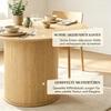 Round Dining Table for 4-6 People, diameter 120 x 75 cm, Kitchen Table with Fluted Cylindrical Base, Natural Wood Look