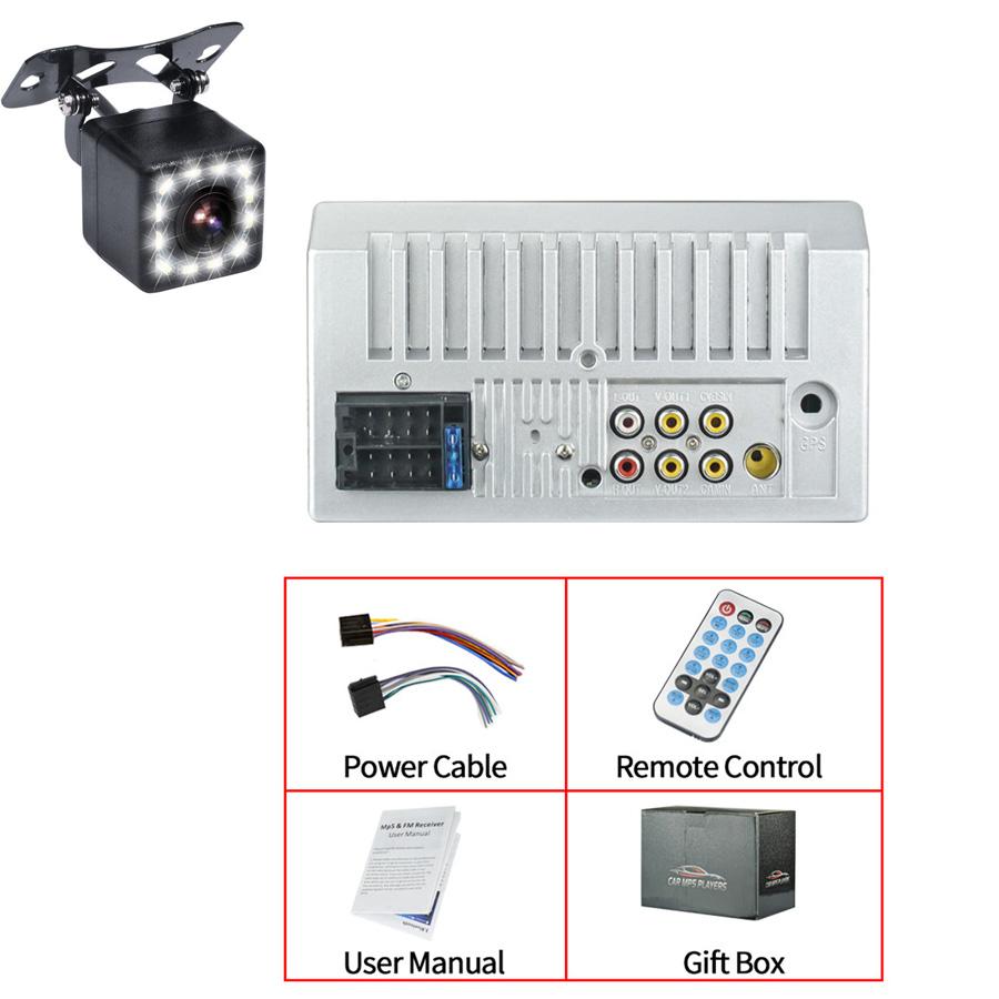 7" HD Car Multimedia Player 2DIN Touch Screen Auto Stereo MP5 Bluetooth USB TF FM Player with 12LED Dynamic Track Camera