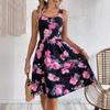 2024 Sleeveless Spliced Print Round Neck Women's Dress