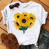 2025 T Shirt Women Summer Sunflower Cartoon Short Sleeve Printed Tshirt Femme Casual Funny Graphics Tees Lady T-Shirt Streetwear