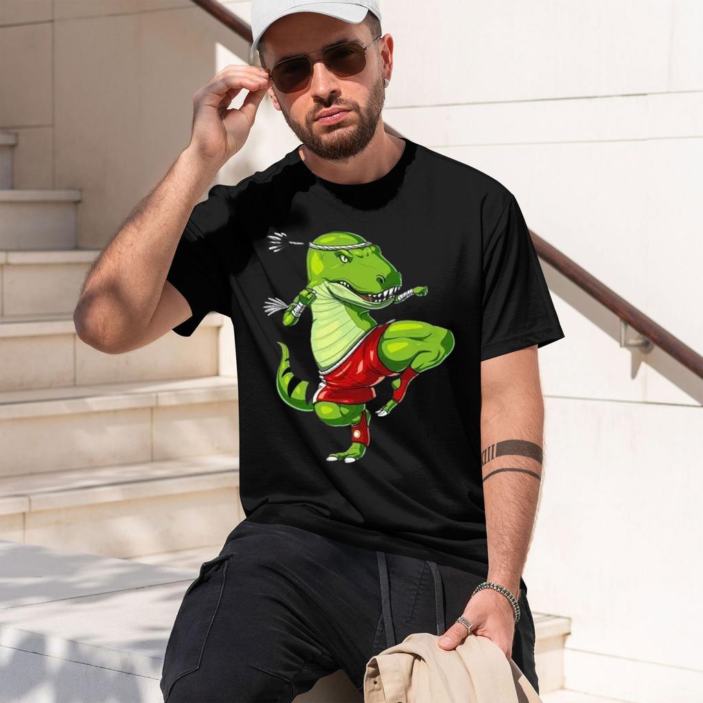 Trex Muay Thai Fighter Tshirt Dinosaur Thai Boxing Tee Graph T Shirts Funny Unisex And Unisex Clothing Vintage Shirts 2026 New Mo