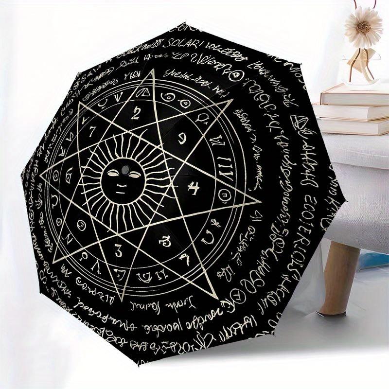 Enchanted Pentagram Symbol Tapestry, Mystic Decor for Your Space Umbrella, Cute Umbrella with Cute Design, Portable 3-Fold Compact Umbrella for Men &