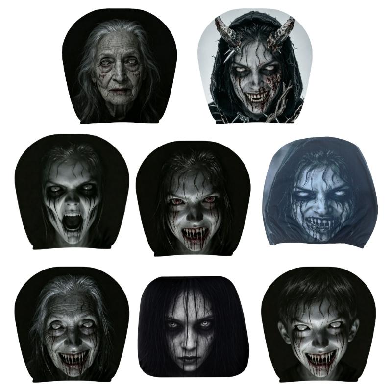 Prank Face Car Headrest Covers Unique Decors For Spooky Themed Interior Decors And Comfortable Neck Support