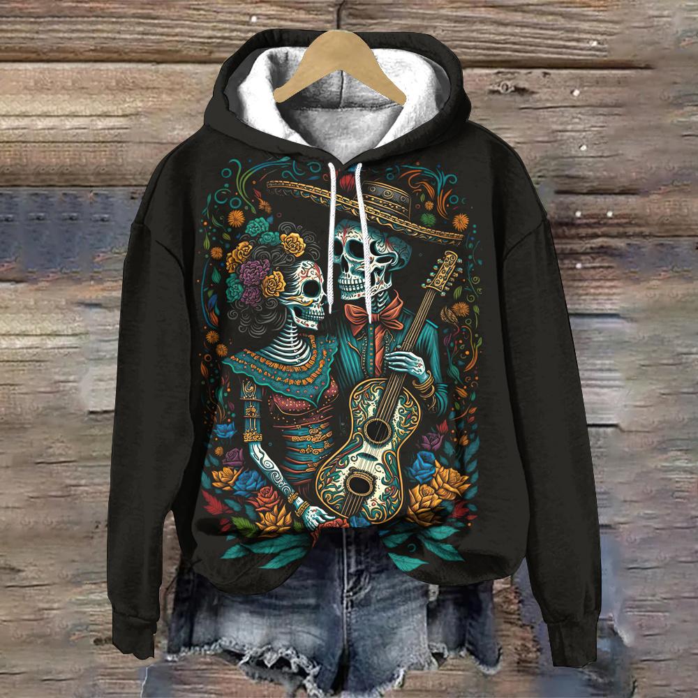 День мертвых пуловеры толстовки мода черепа принт осень свободный тренд женские толстовки дизайнерская женская одежда топы