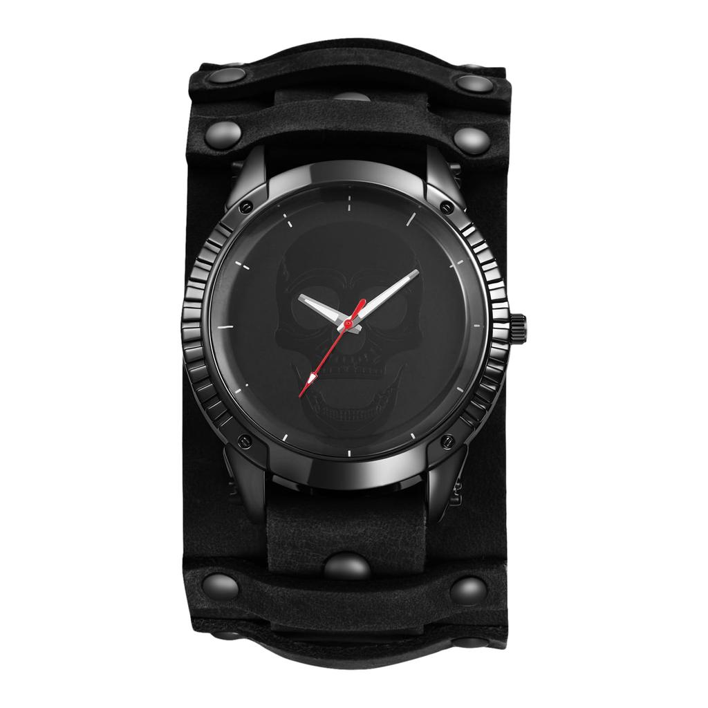 Leather Strap Watch with Antique Rock Punk Waterproof Analog Quartz Watch with Genuine Leather Motorcycle Fashion Watch Perfect Gift for and Day Men's