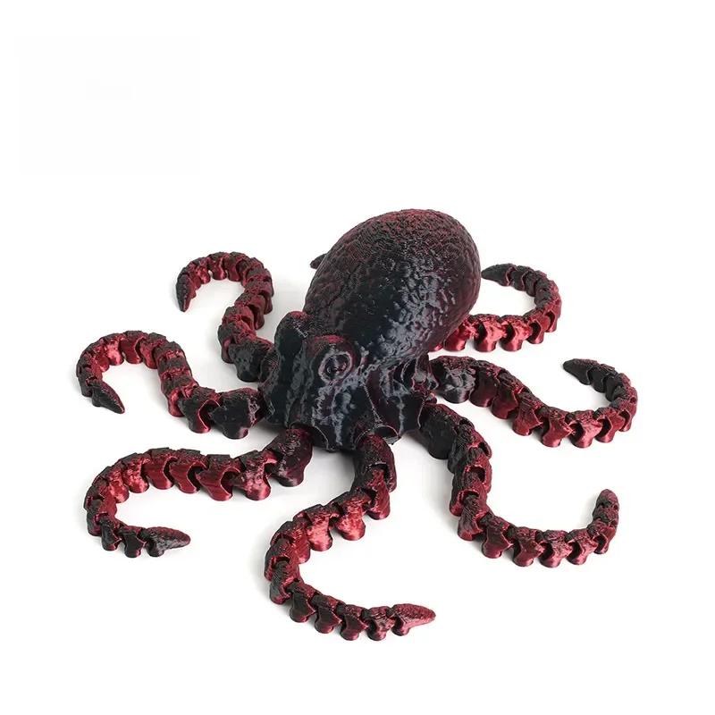 1pc 3D Printed Octopus Ornament Creative Animal Landscape Decorations Simulated Octopus Desktop Home Model Party Children's Gift