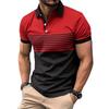 Summer Striped 3D Digital Printed Polo Shirt Men's Fashion Button Lapel Short Sleeved Shirt Cross-border Foreign Trade Style