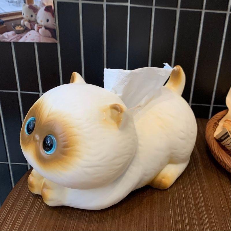 Мультяшная Кошка Коробка для салфеток, Керамическая коробка для бумажных салфеток на стол в гостиную, Высококачественное домашнее украшение, Креативная коробка для салфеток