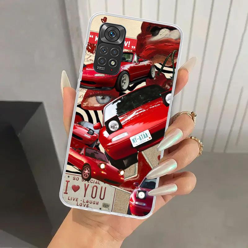 JDM Машина MX5 Милый Чехол для Телефона для Xiaomi Redmi Note 15 14 14S 13 12S 12 Pro 11S 11 Plus 11T 11E 10S Мягкий Чехол Печать Оболочка Redmi N