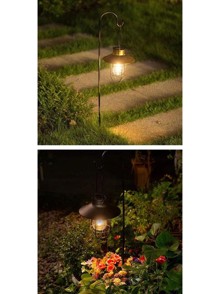 Ретро солнечный подвесной фонарь: Уличный Сад, Балкон и Двор Декор - Кованое Железо Атмосферный Ночник