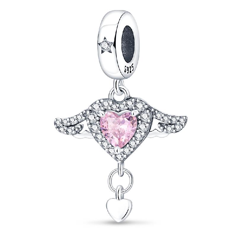 925 Silver Valentine's Day Love Pink Series Beads Suitable For Pan Bracelet Diy Anniversary Jewelry Gift