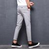 Summer Korean Version of Cropped Pants for Men with Slim Fit and Small Feet, Pure Cotton Men's Casual Pants, Elastic Trendy Pants, Men's Thin Style