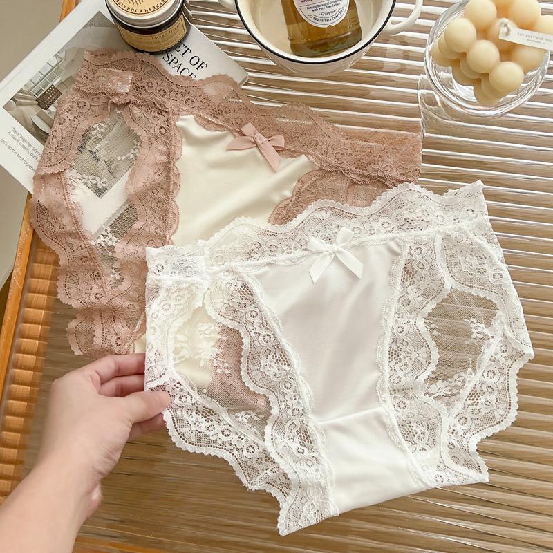 Women Sexy Lace Panties Seamless Bow Comfortale Briefs Low Waist Lingerie
