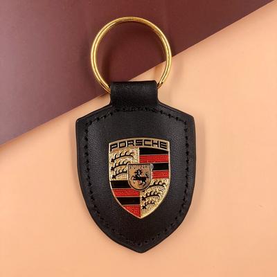 Кожаный Эмблема Щит Брелок для Автомобиля Металлический Роскошный Брелок для Porsche Cayenne Panamera Macan 911 718 Taycan Boxster Cayman 918