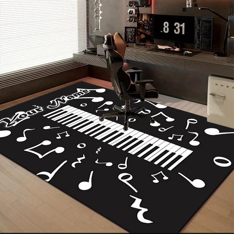 1PC Custom Name Music Notes Keyboard Art Theme Floor Mat Ideal for Living Room, Game Rooms, Office, Bedroom Floor Mat Design