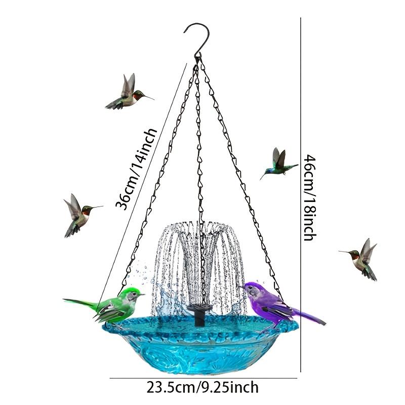 1 шт. Подвесная кормушка для птиц и фонтан на солнечных батареях - Яркий синий дизайн с потоком воды, идеально подходит для сада на открытом воздухе, привлекает колибри