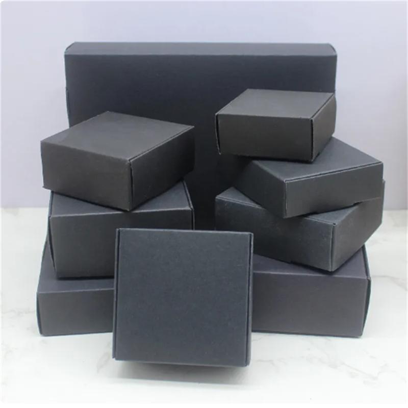 10 шт. подарочной упаковки ручной работы разных размеров, белая крафт-бумага, черная коробка, рождественская упаковка, упаковочная коробка