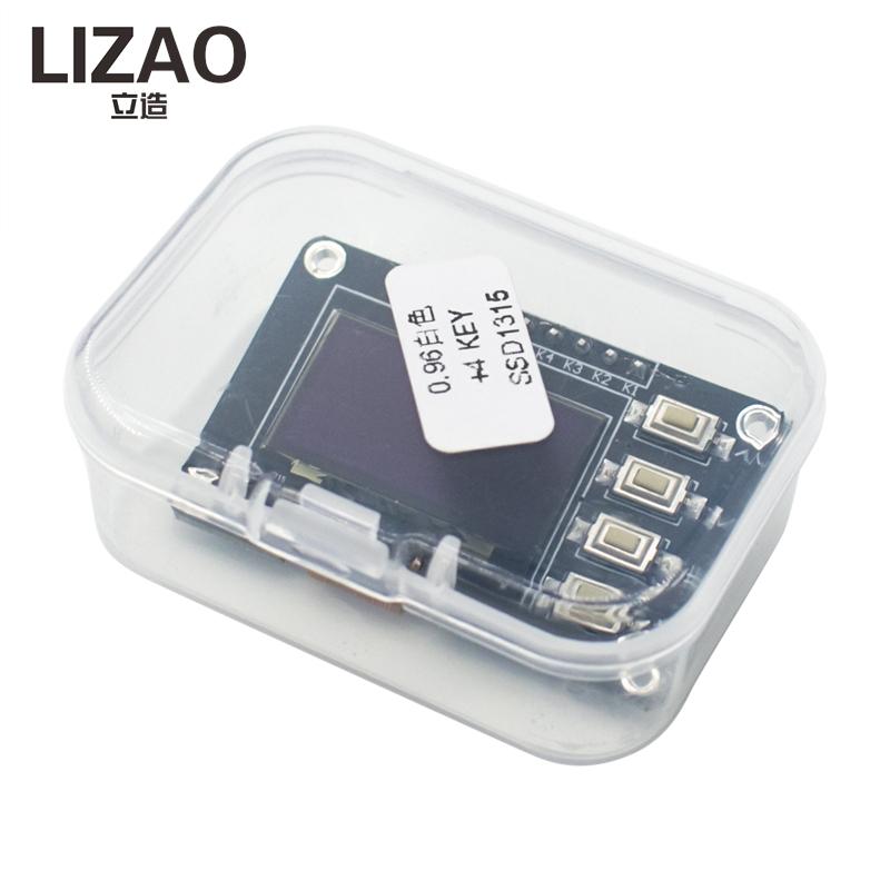 LIZAO 0,96-дюймовый OLED-дисплейный модуль 128x64 SSD1315 I2C IIC Бело-синий экран с 4 кнопками DC 3,3 В для проекта Arduino