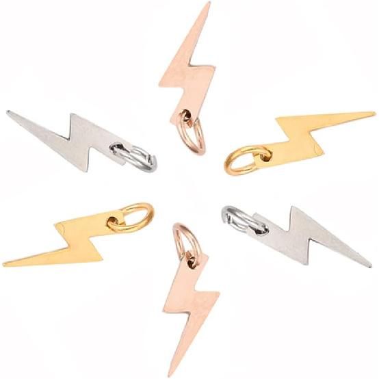 Airssory 12 шт. 3-цветные подвески из нержавеющей стали в виде молний, небесная погодная коллекция, мини-подвески-шармы с громом, ассортимент для ювелирных изделий
