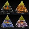 1Pc Natural Stone Chip Pyramid Ornament Decorative, Reiki Healing Gems Furnishings, Tree of Life Pyramid Desktop Home Decor Jewelry Good Luck Gifts
