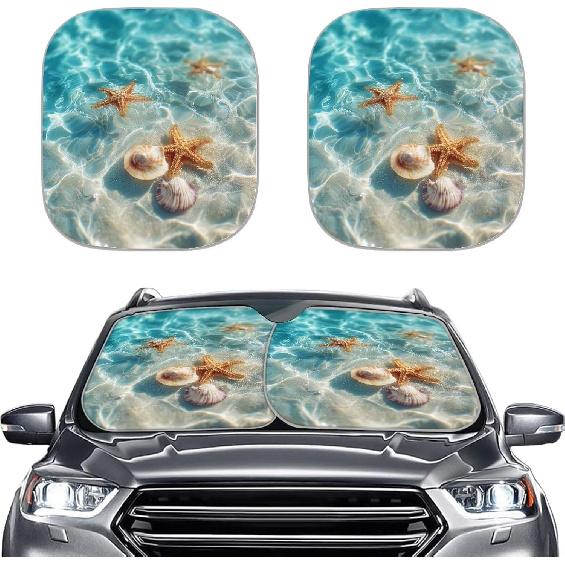 2-Piece Cactus Windshield Sunshade Floral Foldable Car Front Window Sun Shades for Most Sedans SUVs Trucks Tesla Blocks UV Rays and Keeps Your