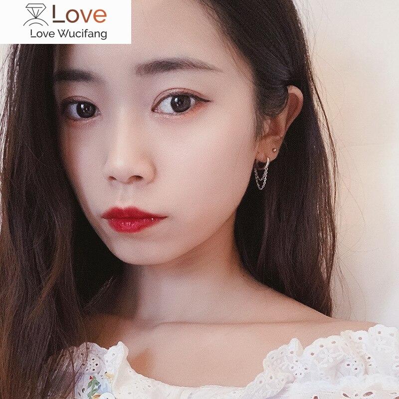 Real 925 Sterling Silver Double Layer Tassel Hoop Earrings For Women Ins Popular Cold Style Women Fashion Jewelry Flyleaf New