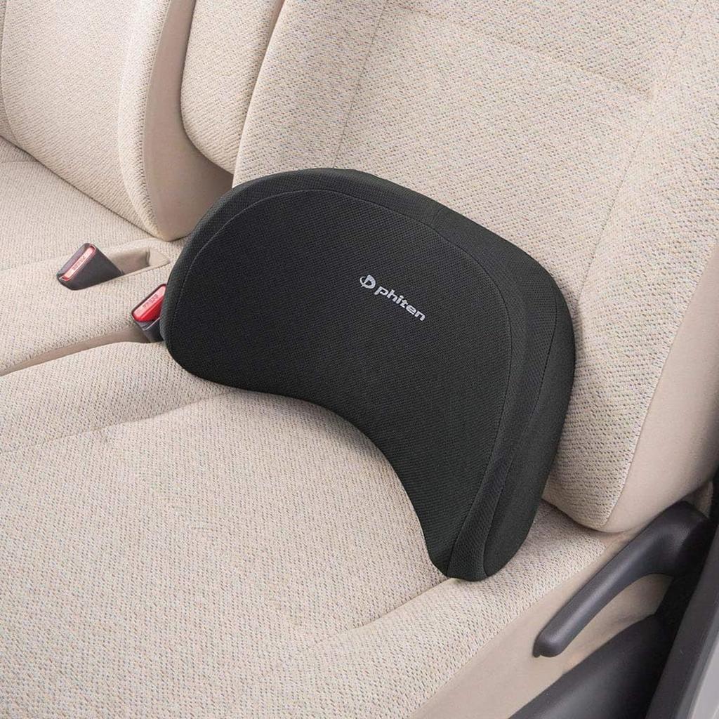 BONFORM Phiten Lumbar Support Seat 38 x 18 Made with Aqua Support Lower Back Relieves Lower Back Pain and Cushion, cm, Black, Titanium, Low-Rebound