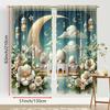 2 шт. Элегантные шторы с исламской мечетью и фонарем, Идеально подходят для декора окон на Рамадан/Ид, Шторы с кулиской для карниза
