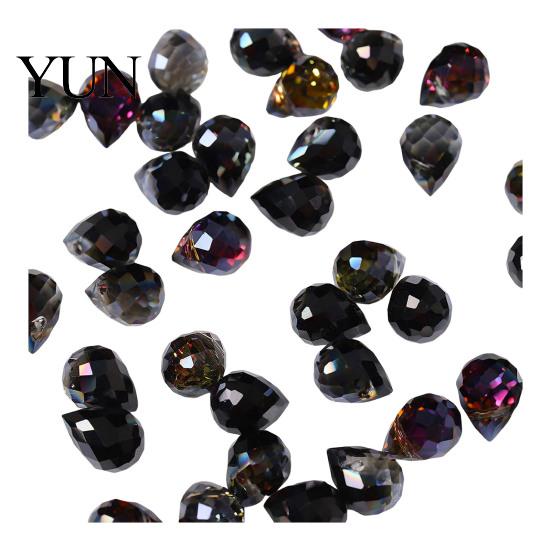 Home Decoration Glass Pieces Faceted Teardrop Beads, Water Drop Loose Spacer Top Drilled Crystal Beaded Curtains Decorations Beads for Sun Catcher,